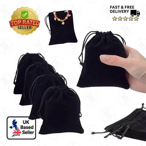 Black velvet jewellery pouch - black,